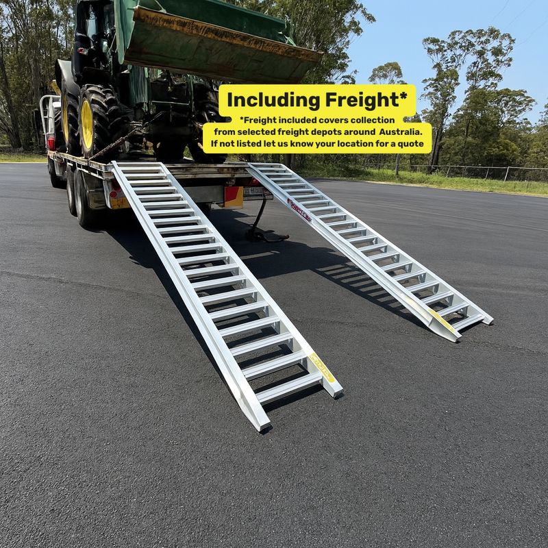 Whipps Ramps 5 Tonne Capacity - 3.6 metres long Aluminium Machinery tractor loading ramps, rubber track loading ramps