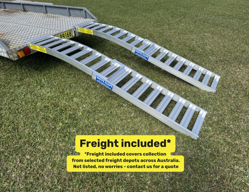 Whipps Ramps 2.5 metres long curved folding aluminium  loading ramps for loading zero turn, ride-on and lawn tractors 