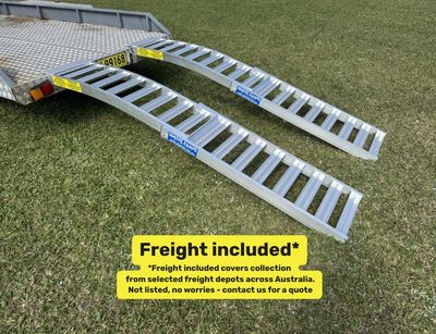 2.5 m - folding mower ramps - 1 tonne capacity - from $880 inc GST Whipps Ramps 2.5 metres long curved folding aluminium loading ramps for loading zero turn, ride-on and lawn tractors