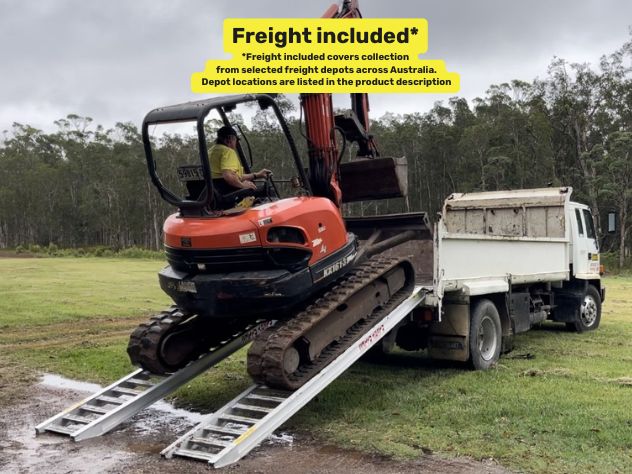 Whipps Ramps 6 Tonne Capacity - 3.6 metres long Aluminium Machinery excavator loading ramps