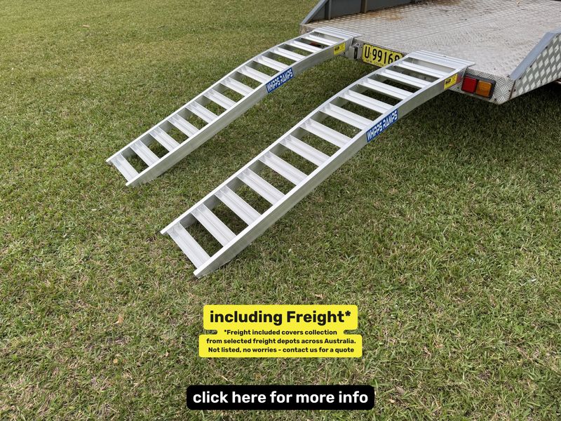 2 m long - nf mower ramps - 1 tonne capacity - from $630 inc GST Whipps Ramps 2 metres curved ride on and zero turn mower loading ramps for trailers