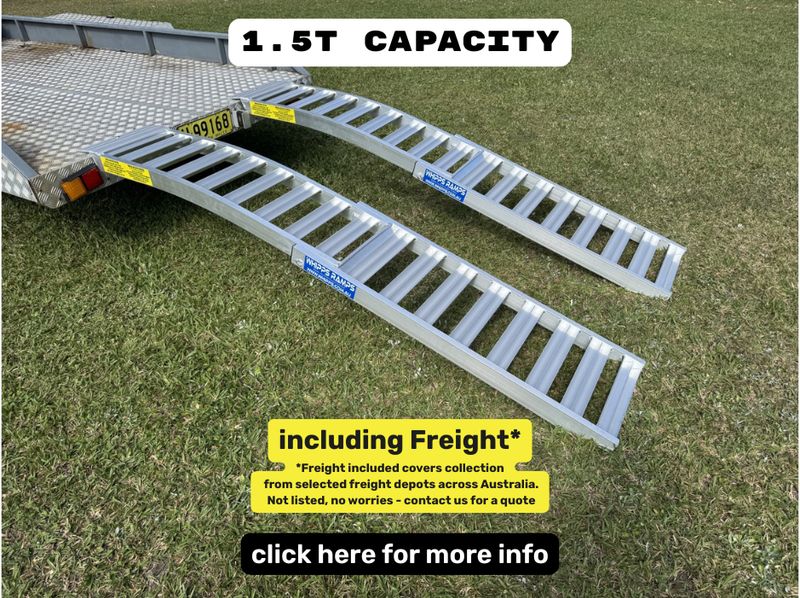 2.5 m - folding mower ramps - 1.5 t capacity - from $1150 inc GST Whipps Ramps - 2.5 metre curved folding mower loading ramps