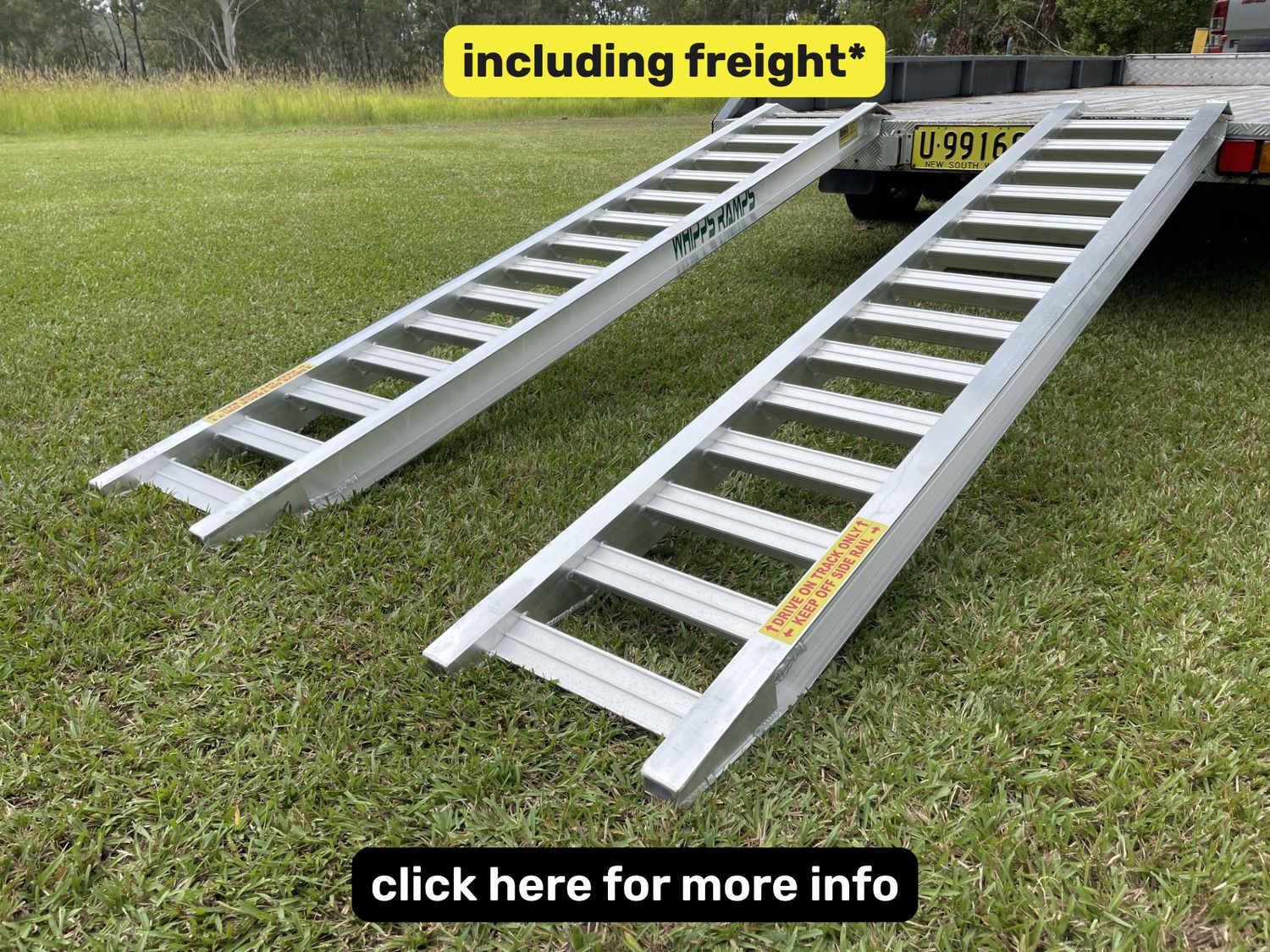 2.5 m long - 2.5 tonne capacity - from $1300 inc GST Whipps Ramps - 2.5 tonne capacity - 2.5 metres aluminium loading ramps
