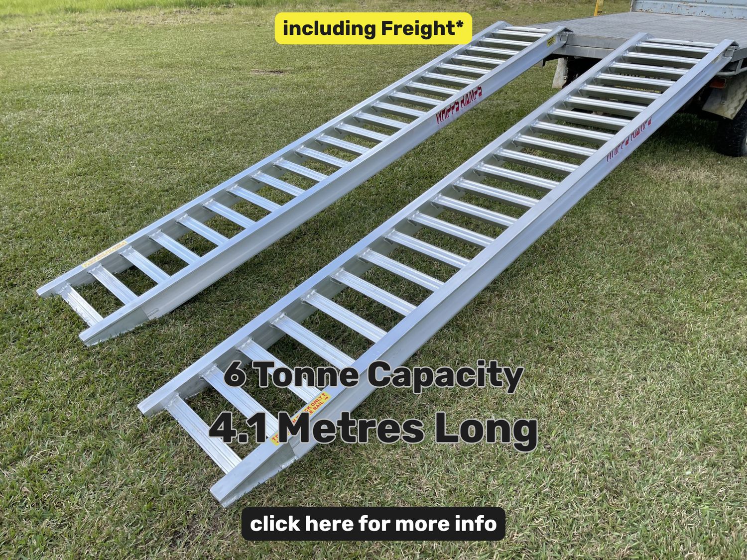 Whipps Ramps 6 Tonne Capacity - 4.1 metres long Aluminium Machinery Loading Ramps