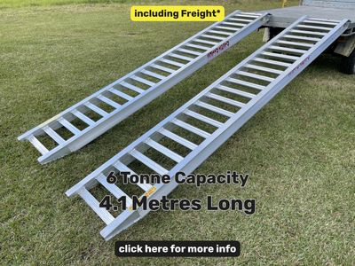 Whipps Ramps 6 Tonne Capacity - 4.1 metres long Aluminium Machinery Loading Ramps