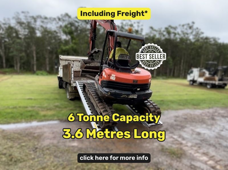 Whipps Ramps 6 Tonne Capacity - 3.6 metres long Aluminium Machinery, tractor, excavator loading ramps