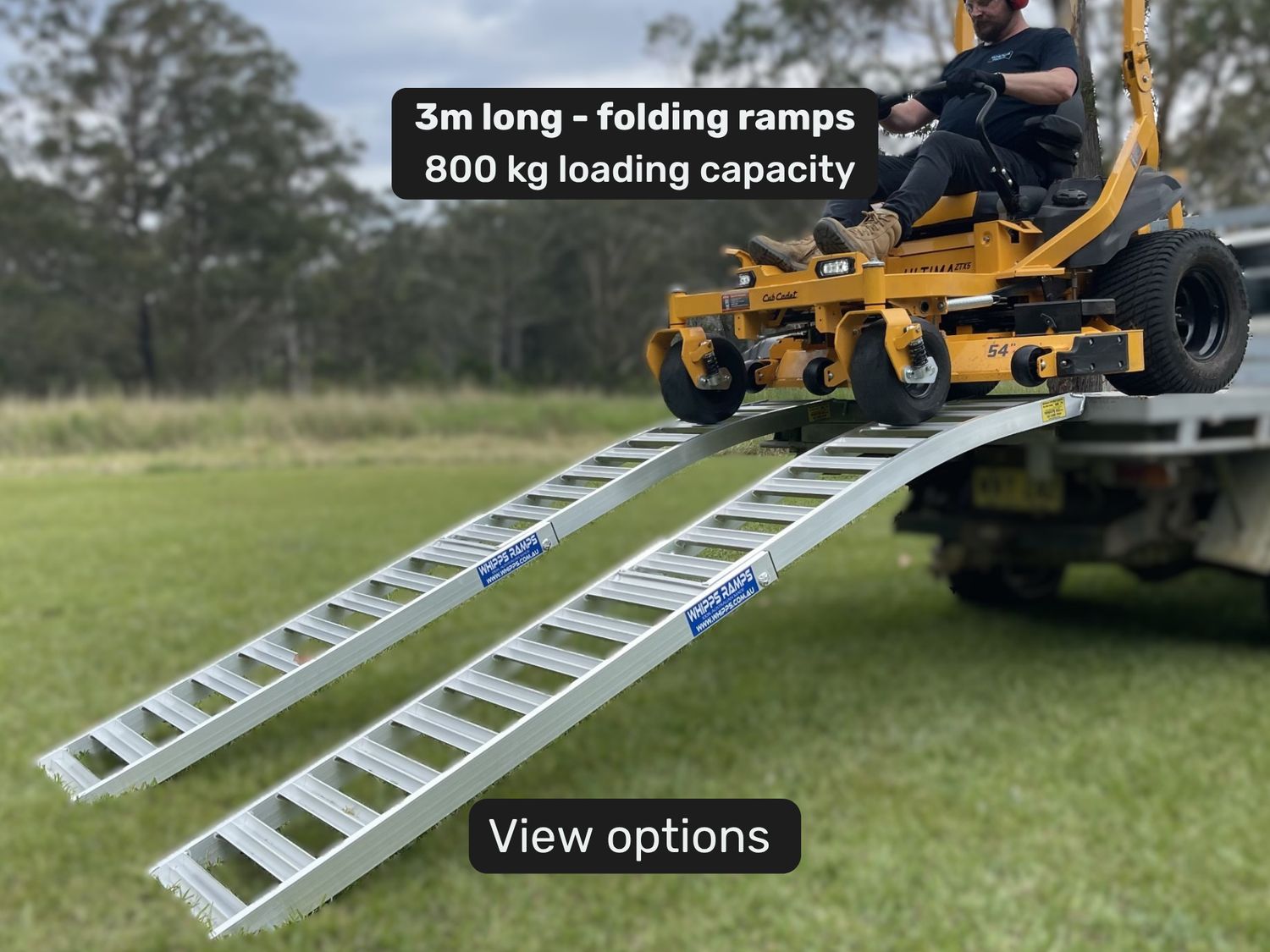 3m Aluminium Folding Zero turn Ride on Mower Loading Ramps – 800kg Capacity 3 metre long folding aluminium zero turn ride on mower loading ramps
