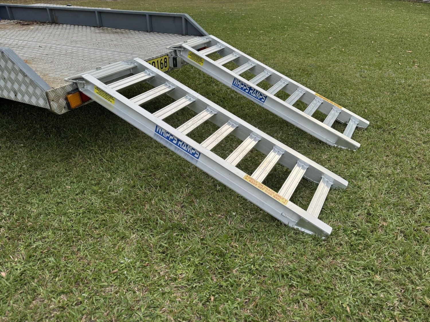 1.8 metres long - 4.5 tonne capacity - from $1100 Whipps Ramps 4.5 tonne capacity 1.8 metres long aluminium trailer machinery loading ramps