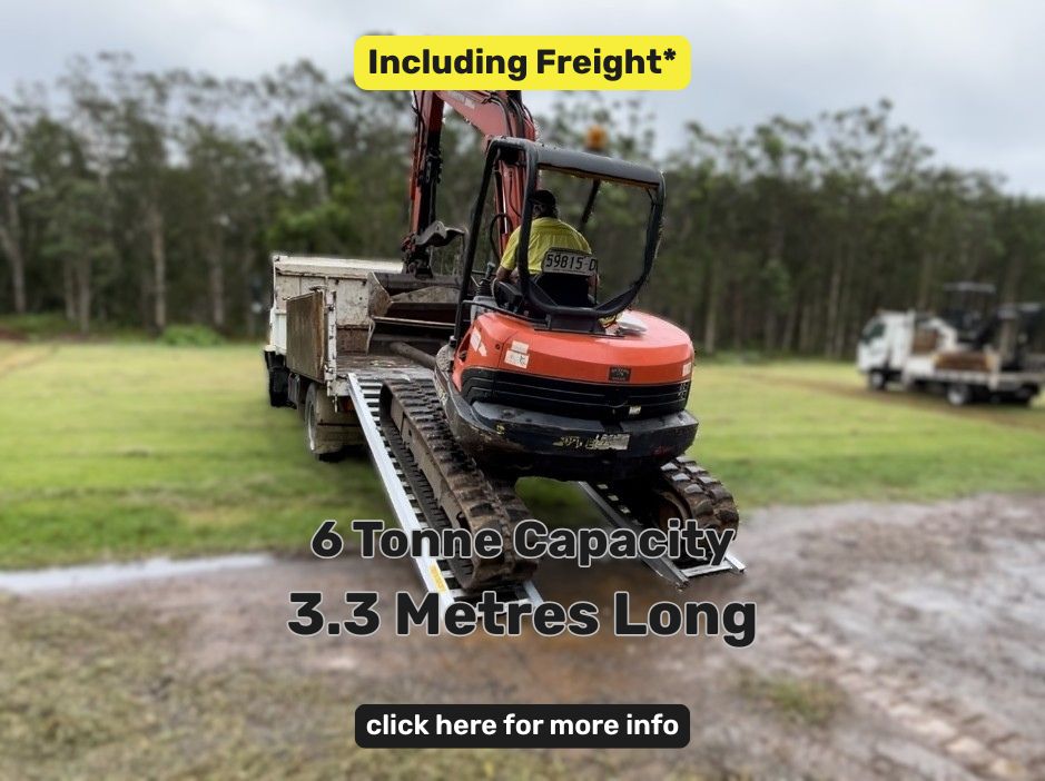 Whipps Ramps 6 Tonne Capacity - 3.3 metres long Aluminium Machinery excavator loading ramps