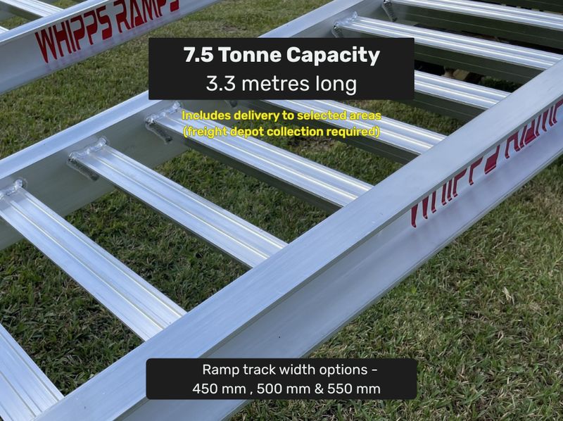 Loading Ramps 7.5 Tonne Capacity - 3.3
 metres long Aluminium Excavator Machinery Loading Ramps