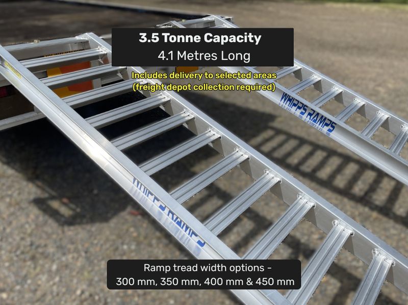 4.1 metre 3.5 tonne aluminium machinery loading ramps