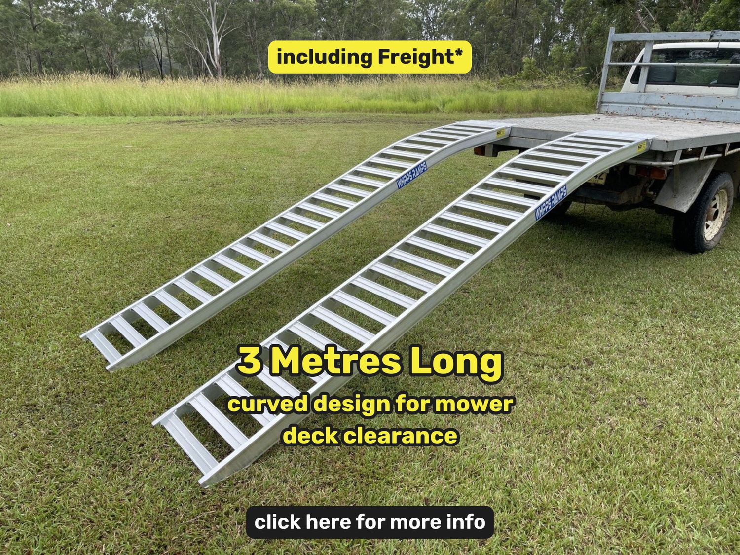 3 m long - nf mower ramps - 800 kg capacity - from $960 inc GST 3 metre long aluminium mower loading ramps 800 kg capacity