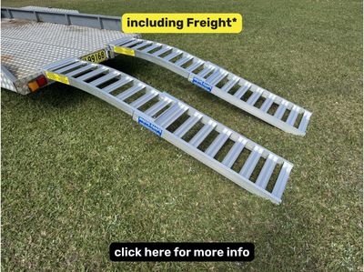 2.5 metres long - folding mower ramps - 1.5 t capacity - from $1150 inc GST Whipps Ramps - 2.5 metre curved folding mower loading ramps
