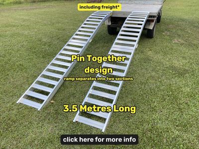 3.5 metres long - PT mower ramps - 1.5 t capacity - from $1670 inc GST Whipps 3.5 metre mower loading ramps