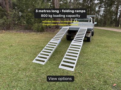 3 metres long - folding ATV Quad Bike ramps - 800 kg capacity - from $940 inc GST 3 metres long - folding loading ramps 800 kg loading capacity