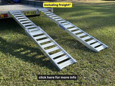 2.5 metres long - folding ATV Quad Bike ramps - 1000 kg capacity - from $840 inc GST 2.5 metre folding aluminium loading ramps for quad bikes and ATV's