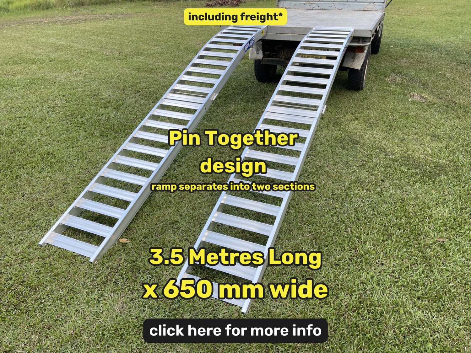Whipps 3.5 metre mower loading ramps pin together
