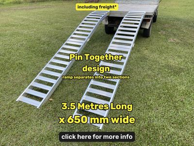 Whipps 3.5 metre mower loading ramps pin together