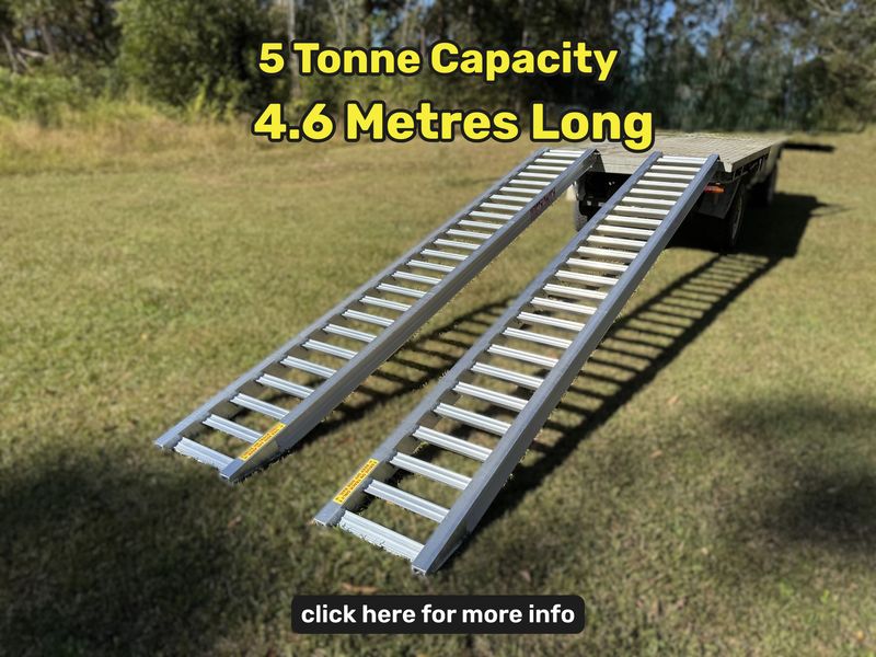 4.6 metres long 5 tonne capacity aluminium machinery loading ramps