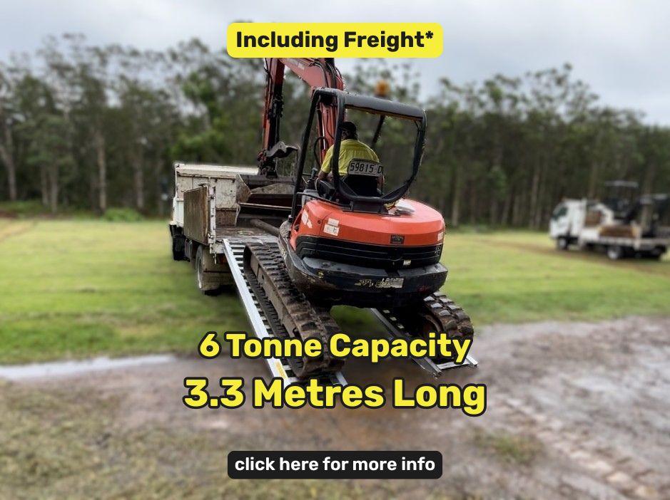 Whipps Ramps 6 Tonne Capacity - 3.3 metres long Aluminium Machinery excavator loading ramps