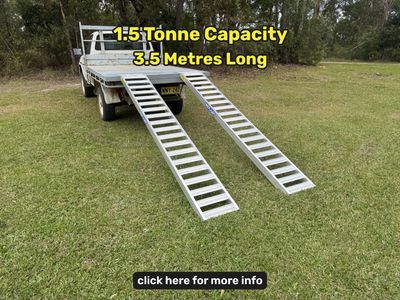 3.5 metres long - NF - 1.5 tonne capacity - UTV/ATV Ramps from $1400 3.5 metres long heavy duty aluminium side by side loading ramps