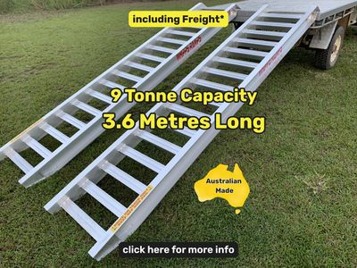 9 tonne loading ramps - 3.6 metres long - from $4240 inc freight* 9 tonne loading ramps - 3.6 metres long - from $4240 inc freight*