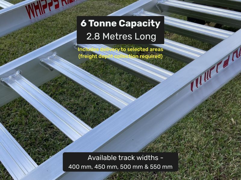 6 Tonne Capacity - 2.8 metres long Aluminium Machinery excavator loading ramps