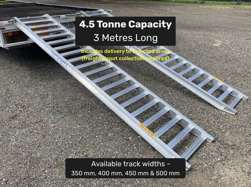 3 metres long 4.5 tonne capacity aluminium loading ramps