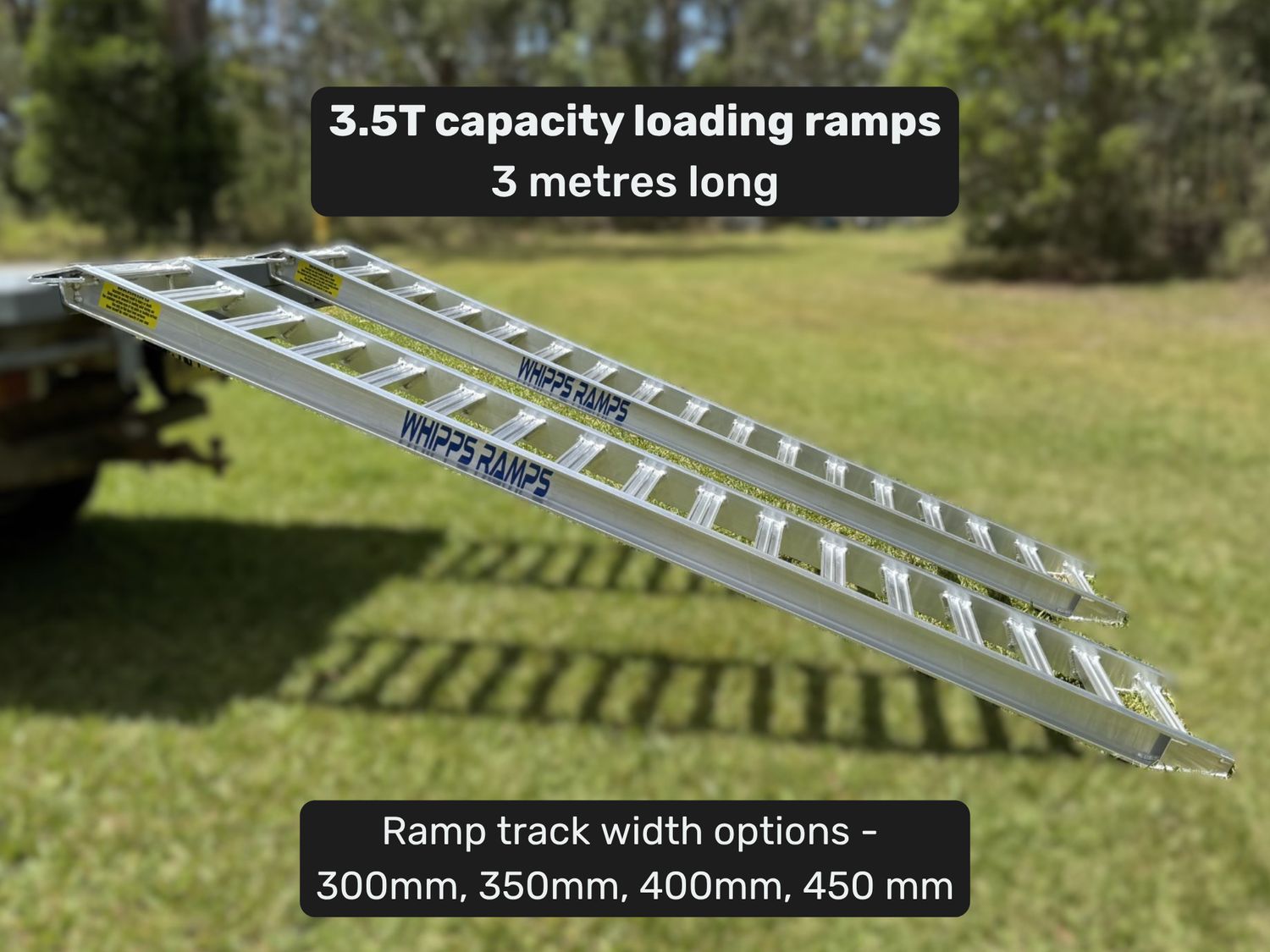 3.5 tonne loading ramps - 3m Aluminium Excavator & Machinery Ramps - Prices from $1750 inc GST 3.5 tonne loading ramps - 3m Aluminium Excavator & Machinery Ramps - Prices from $1750 inc GST
