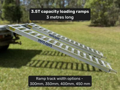 3.5 tonne loading ramps - 3m Aluminium Excavator & Machinery Ramps - Prices from $1750 inc GST 3.5 tonne loading ramps - 3m Aluminium Excavator & Machinery Ramps - Prices from $1750 inc GST