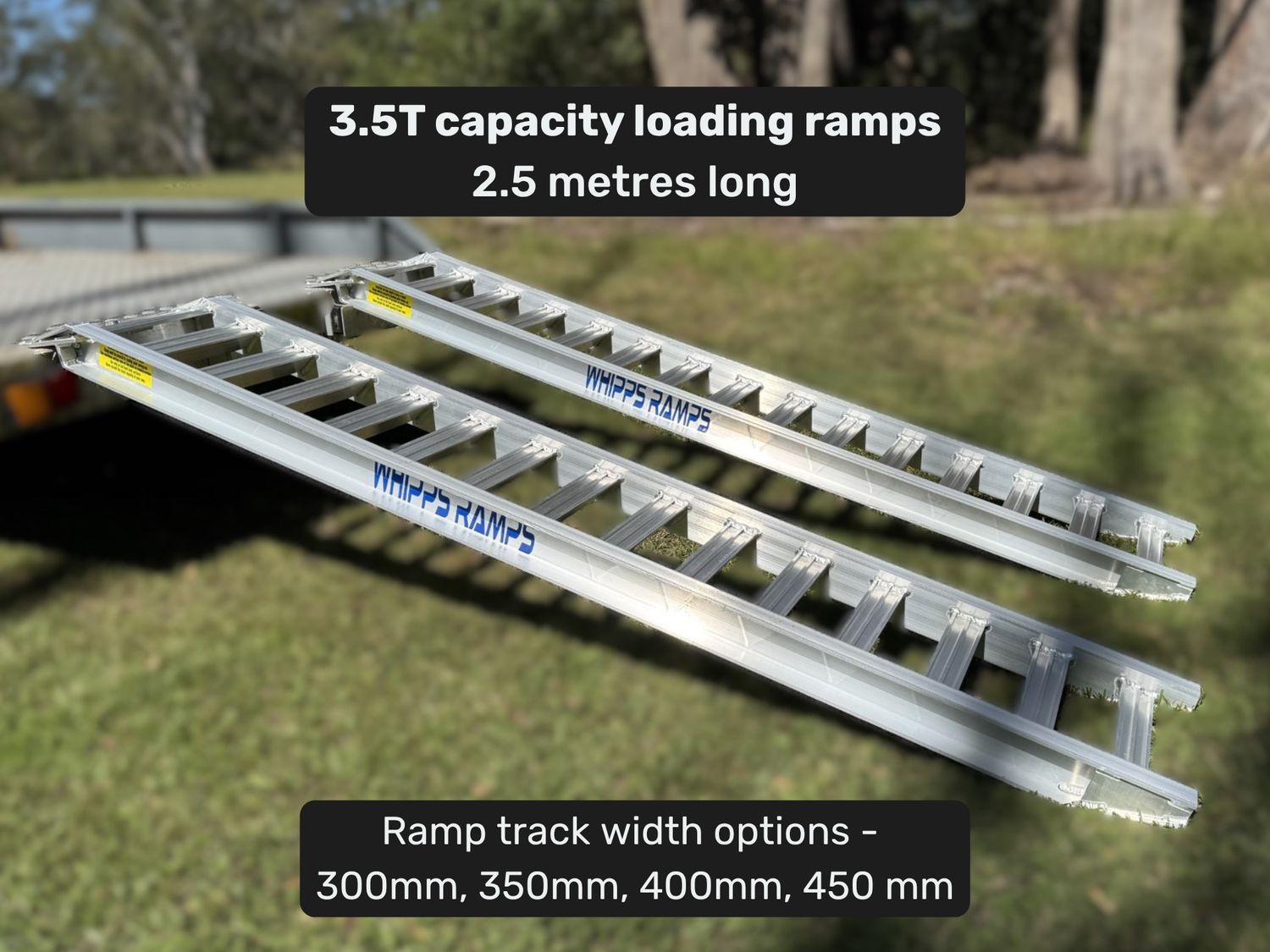 3.5 tonne loading ramps - 2.5m Aluminium Excavator & Machinery Ramps - Prices from $1550 inc GST 3.5 tonne loading ramps - 2.5m Aluminium Excavator & Machinery Ramps - Prices from $1550 inc GST