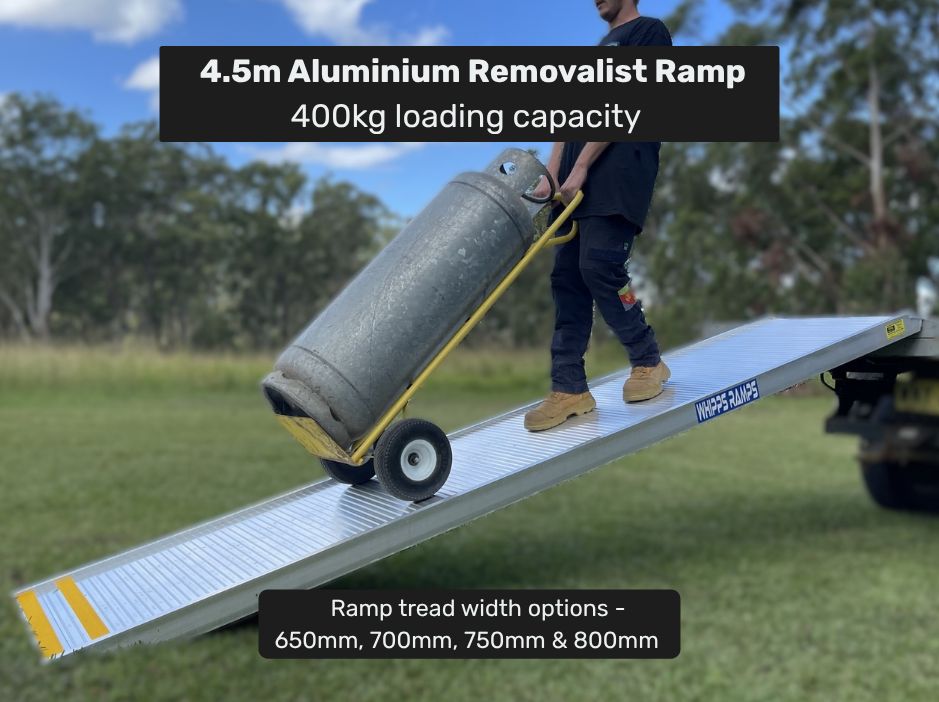 4.5m Aluminium Removalist Ramp – 400kg Capacity | Furniture, Equipment & Walk Access - Prices from $2120 inc GST 4.5m Aluminium Removalist Ramp – 400kg Capacity | Furniture, Equipment & Walk Access - Prices from $2120 inc GST