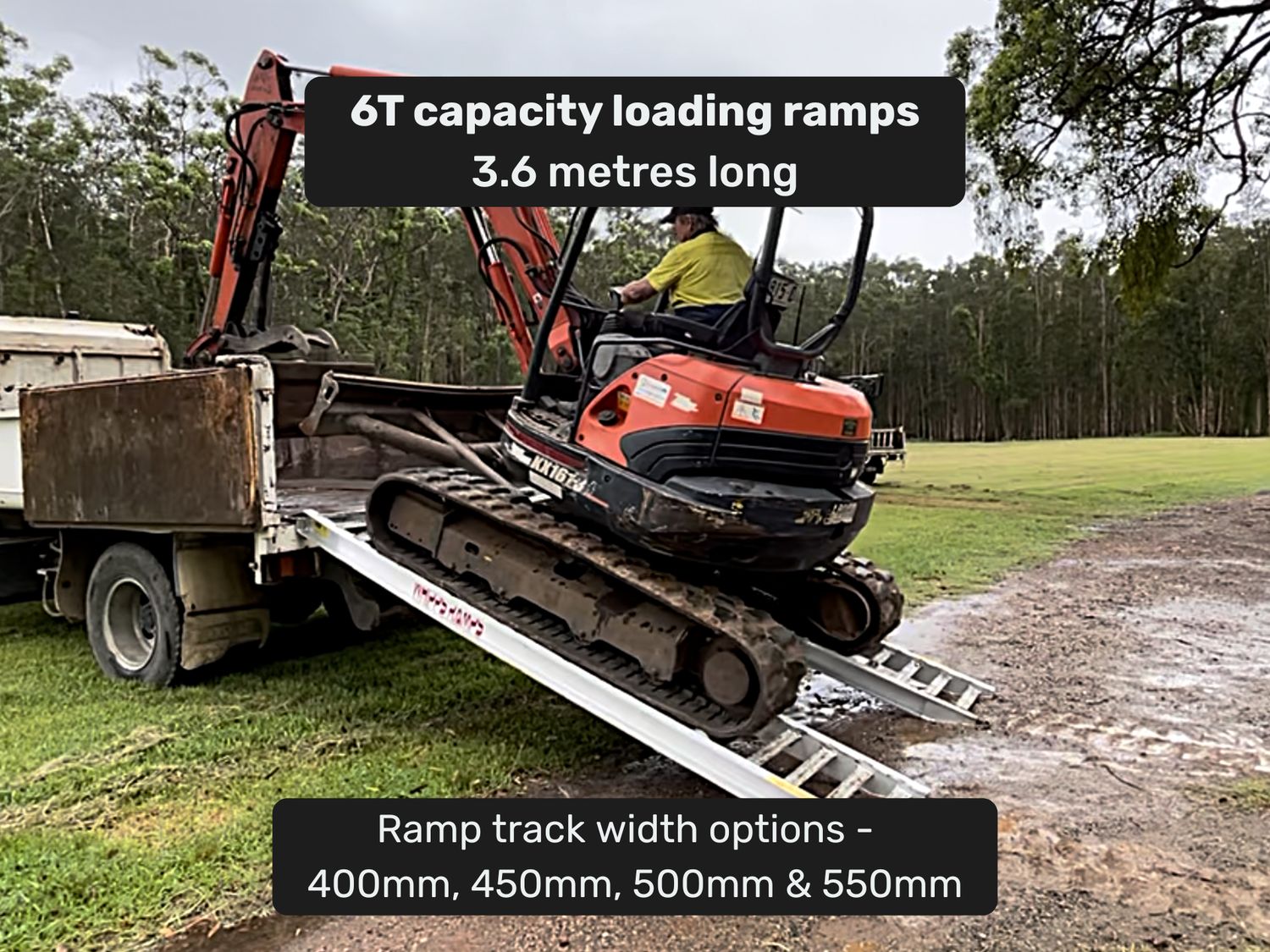 6 Tonne Loading Ramps – 3.6m Aluminium Excavator & Machinery Ramps - Prices from $2950 inc GST
