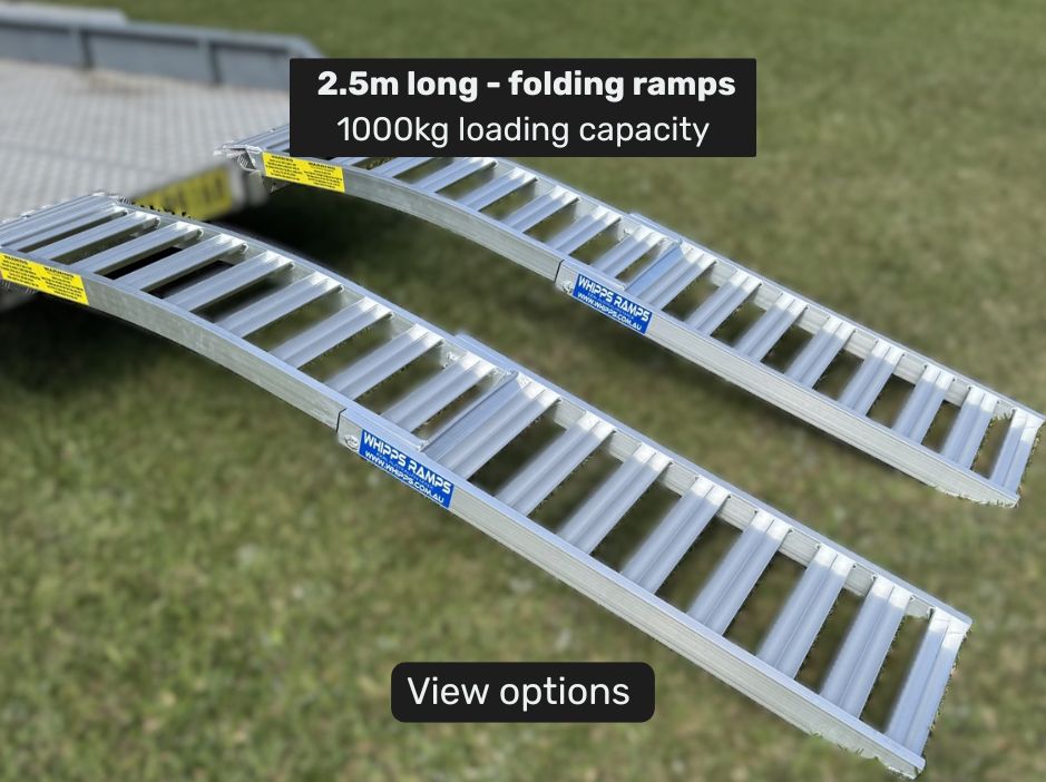 2.5m Aluminium Folding Zero turn Ride on Mower Loading Ramps – 1000kg Capacity - Prices from $790 inc GST 2.5m Aluminium Folding Zero turn Ride on Mower Loading Ramps – 1000kg Capacity - Prices from $790 inc GST