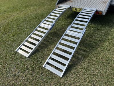2.5m Aluminium Folding Zero turn Ride on Mower Loading Ramps – 1 Tonne Capacity - Prices from $790 inc GST 2.5m Aluminium Folding Zero turn Ride on Mower Loading Ramps – 1 Tonne Capacity - Prices from $790 inc GST