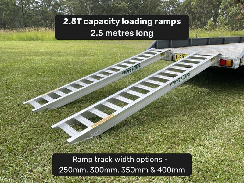 2.5 tonne loading ramps - 2.5m Aluminium Excavator & Machinery Ramps - Prices from $1200 inc GST 2.5 tonne loading ramps - 2.5m Aluminium Excavator & Machinery Ramps - Prices from $1200 inc GST