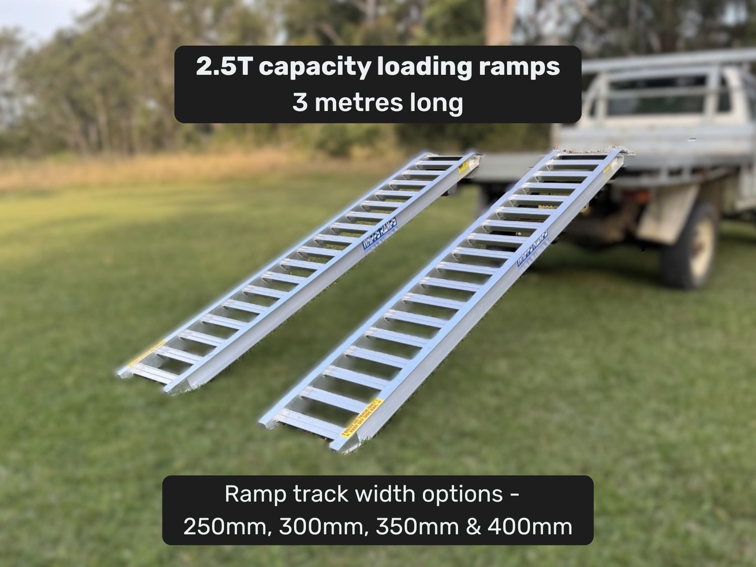 2.5 tonne loading ramps - 3m Aluminium Excavator & Machinery Ramps - Prices from $1300 inc GST 2.5 tonne loading ramps - 3m Aluminium Excavator & Machinery Ramps - Prices from $1300 inc GST