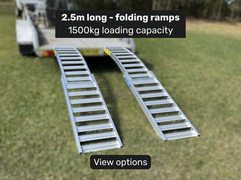 2.5m Aluminium Folding Zero turn Ride on Mower Loading Ramps – 1.5T Capacity - Prices from $1030 inc GST