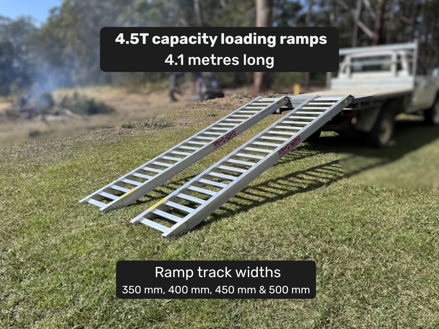 4.5 Tonne Loading Ramps – 4.1m Aluminium Excavator & Machinery Ramps - Prices from $2350 inc GST