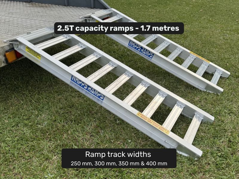 2.5 tonne loading ramps - 1.7m Aluminium Excavator & Machinery Ramps - Prices from $800 inc GST 2.5 tonne loading ramps - 1.7m Aluminium Excavator & Machinery Ramps - Prices from $800 inc GST