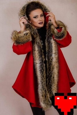 Red and fur coat