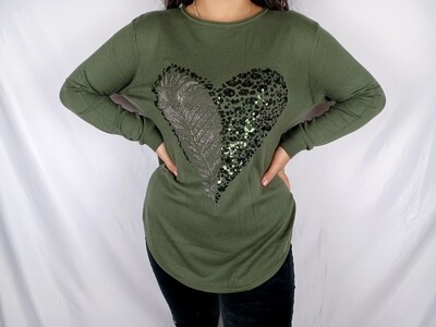 Dark green jumper - shining heart