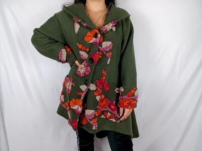 Green coat with flowers