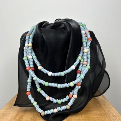 Long colorful pearl necklace