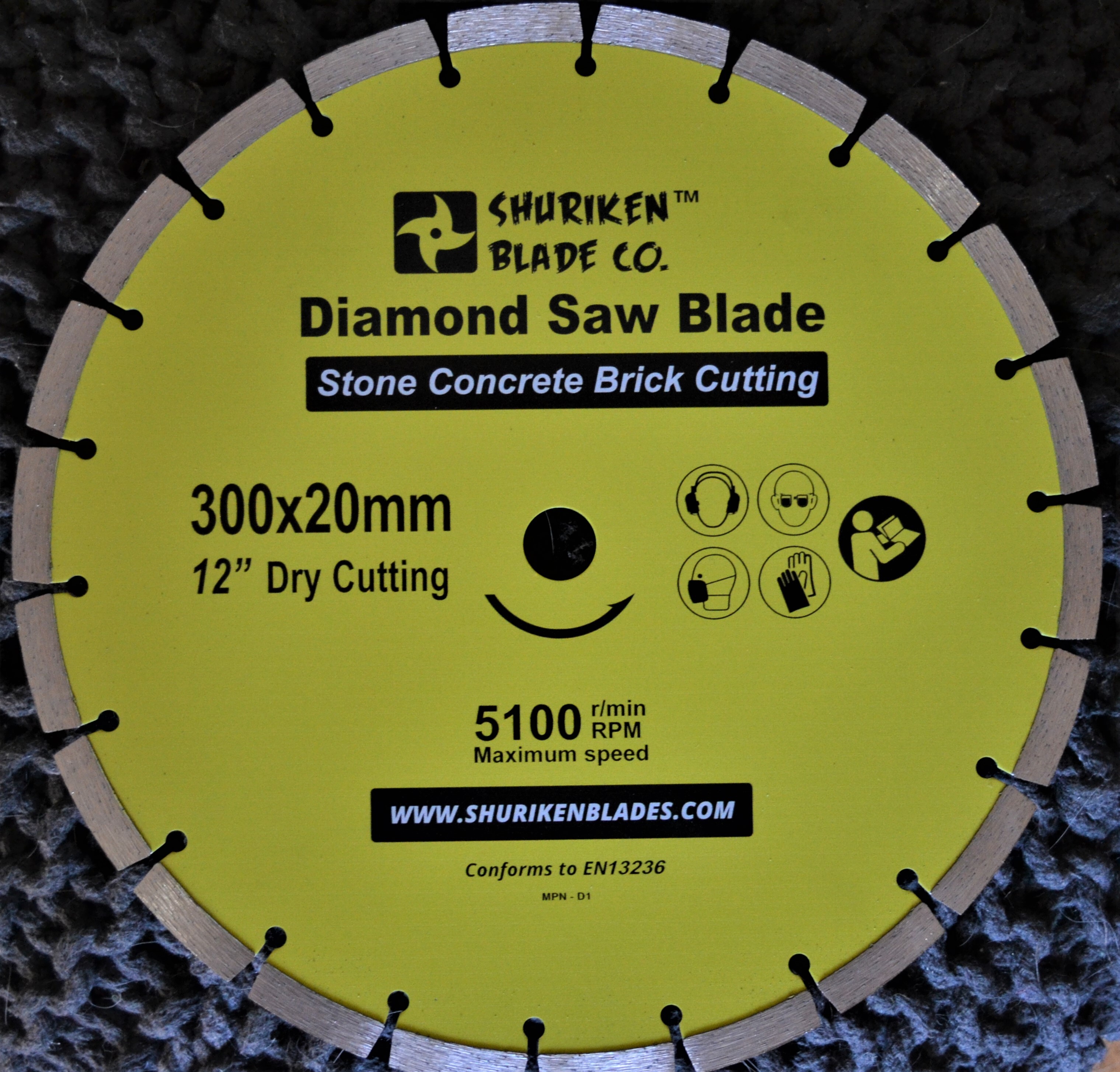 Diamond Cutting Disc, Dry Cut 300mm. Fits Stihl DeWalt etc. Use for Stone,  Concrete Block, Brick