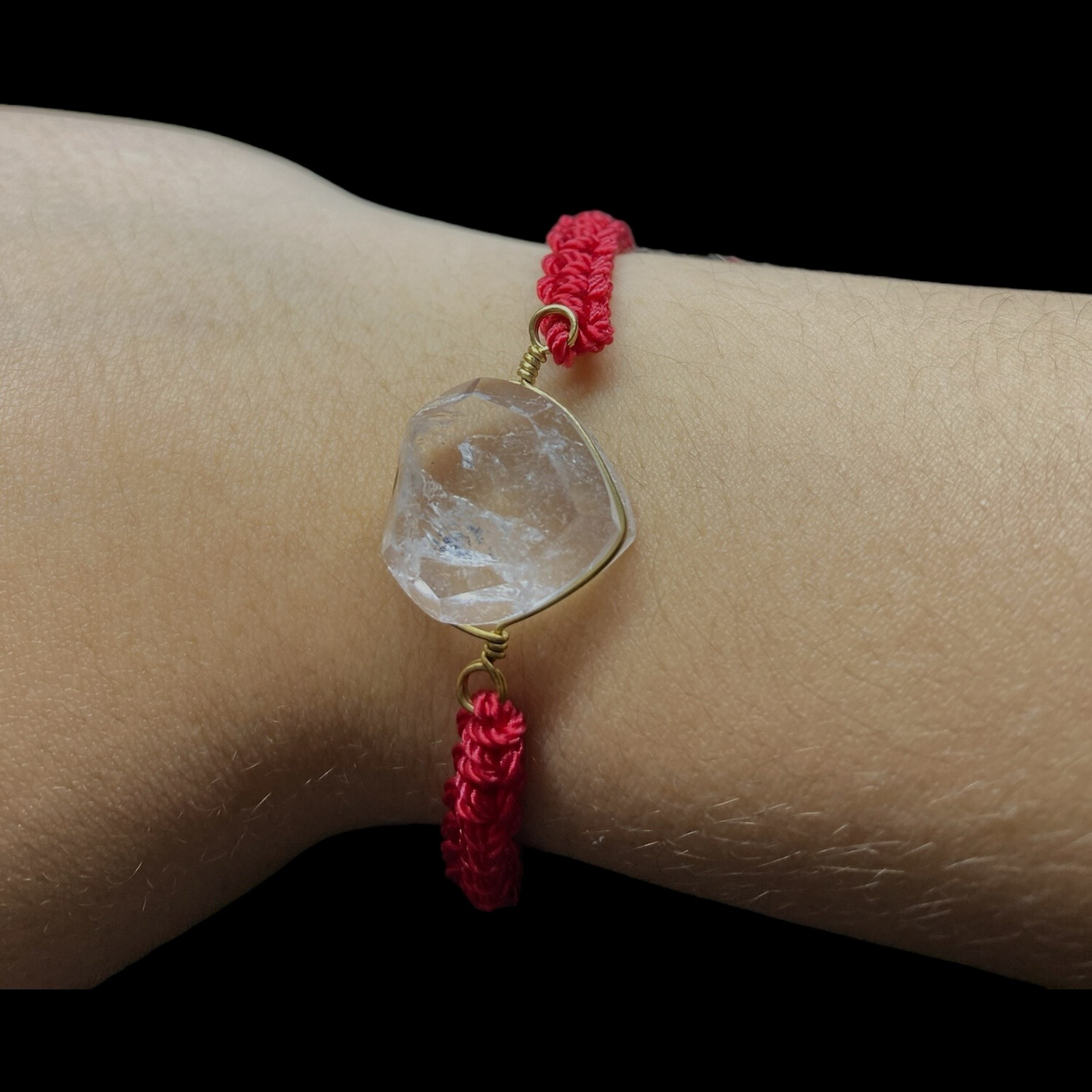 PULSERA DE CORAZON DE CUARZO BLANCO