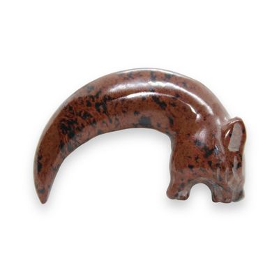 GARRA CABEZA JAGUAR OBSIDIANA CAOBA