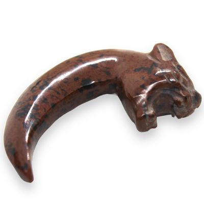 GARRA CABEZA JAGUAR OBSIDIANA CAOBA