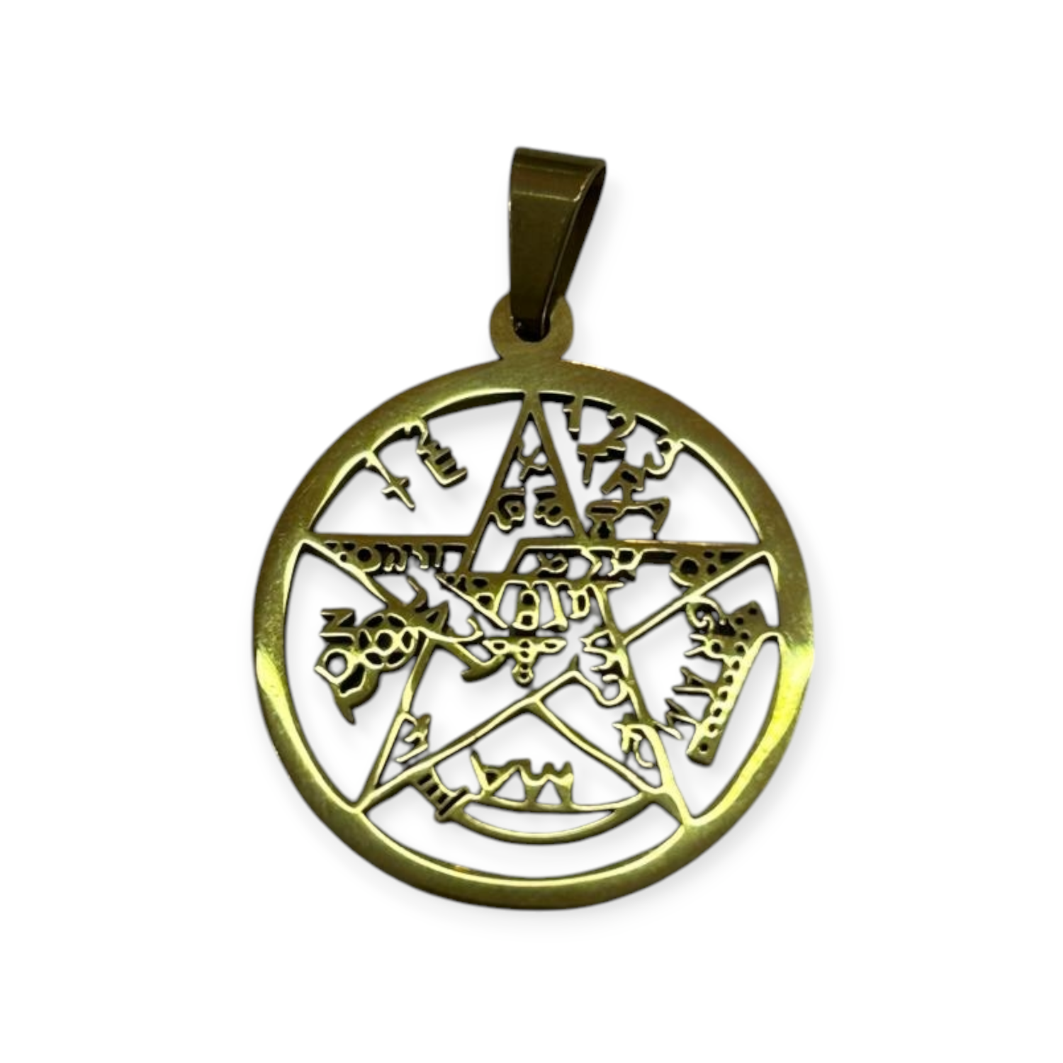 DIJE TETRAGRAMATON ACERO, ELIJE EL COLOR: Dorado