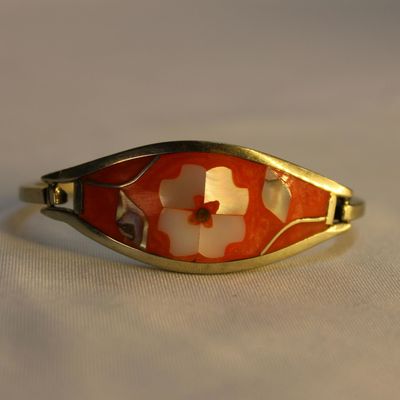 PULSERA  NARANJA CONCHA DE ABULON
